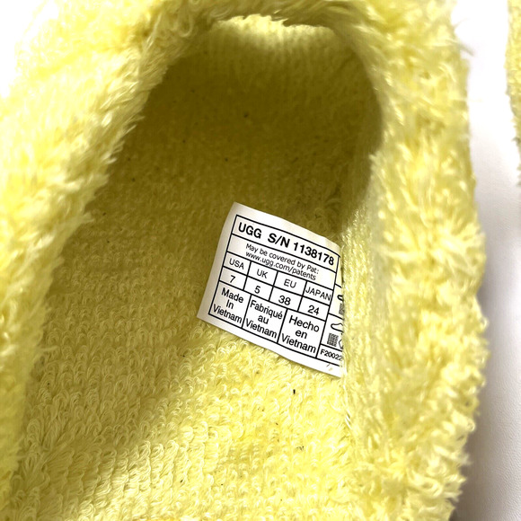 UGG Sugarcloud Platform Slide SZ 7 Sunny Yellow Fuzzy Terry Sandal 1138178 NWOB - Picture 9 of 12